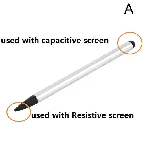 Simples Market universal dual-use stylus pen with capacitive and resistive tips, silver aluminum body