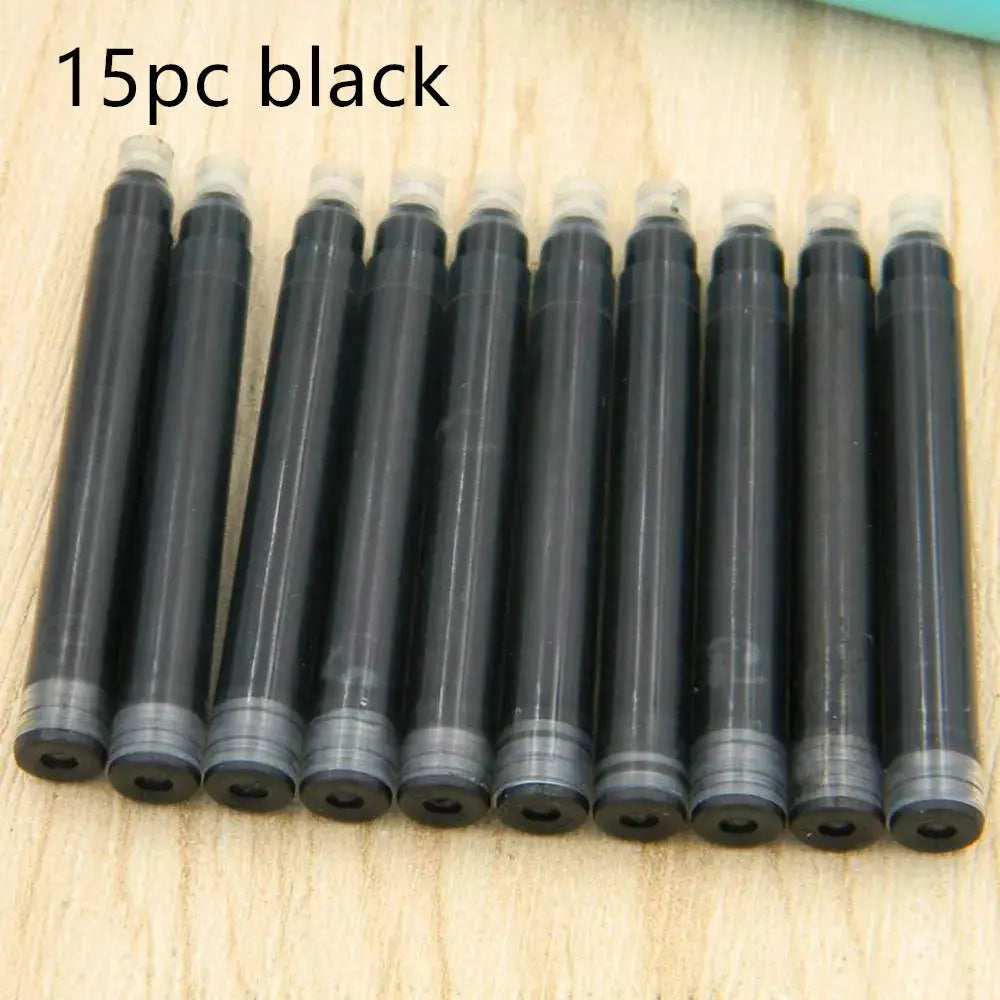 Metal fountain pen set 15pc black for office and school use