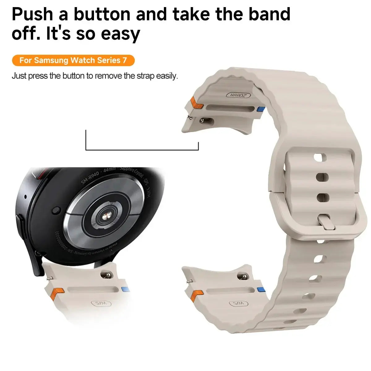 Original Simples Market silicone sport band for Samsung Galaxy Watch 7/FE/5 Pro/6/4 (44/40mm) beige
