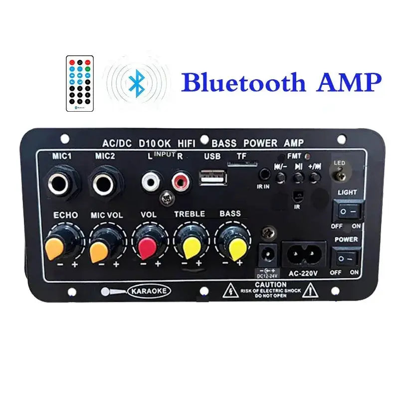 D10 Bluetooth Amplifier Board 30 120W Dual Microphone Inputs With Reverb Control For 4 Ohm Speakers 12V 24V 110V 220V