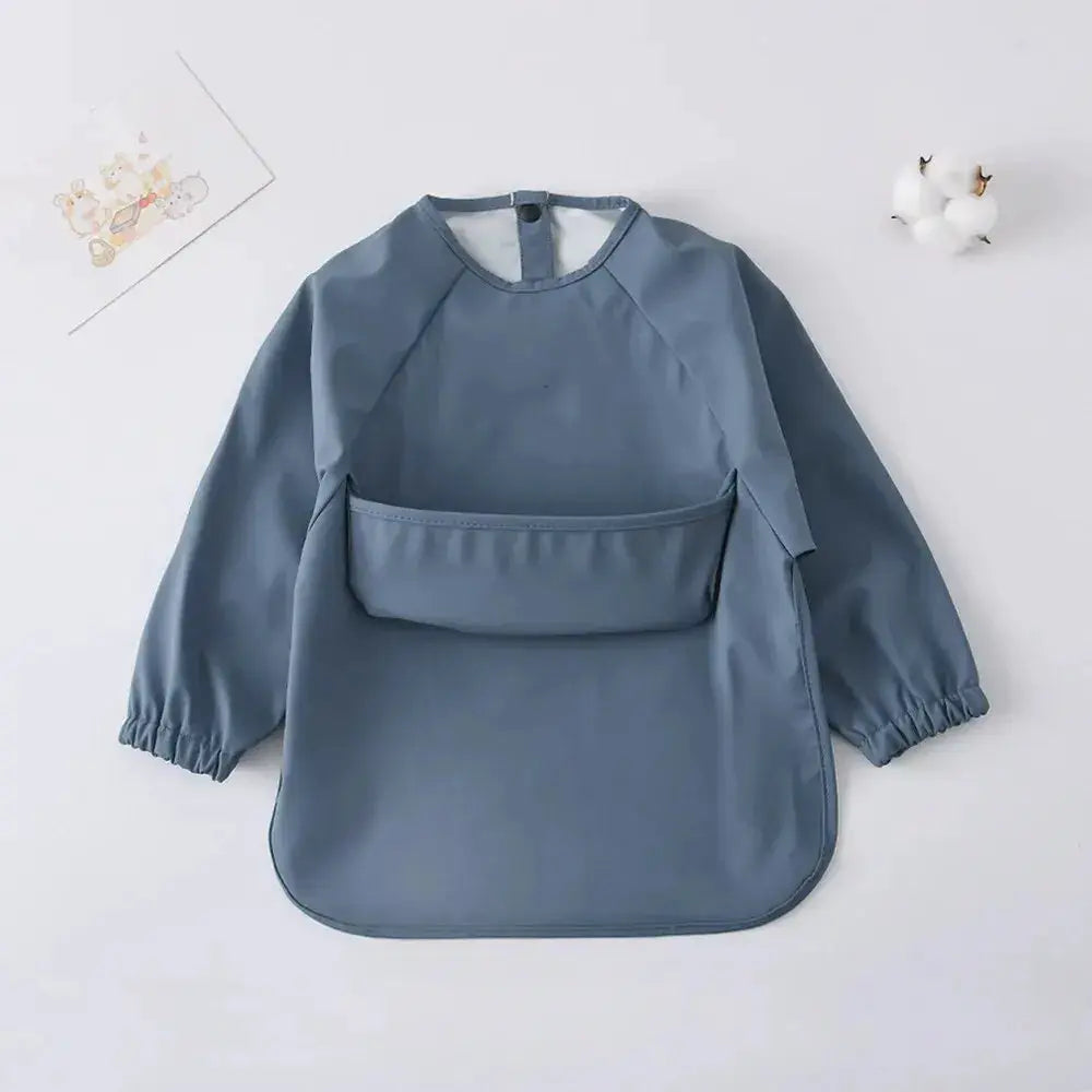 1 Piece Solid Color Baby Painting Smock Long Sleeve Waterproof Art Smock And Feeding Bib Apron For Kids Accessories