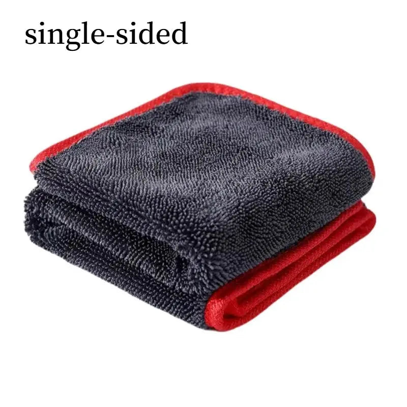 Simples Market microfiber car towel; navy blue with red edge, single-sided, ultra-thick, 40x60cm / 60x90cm
