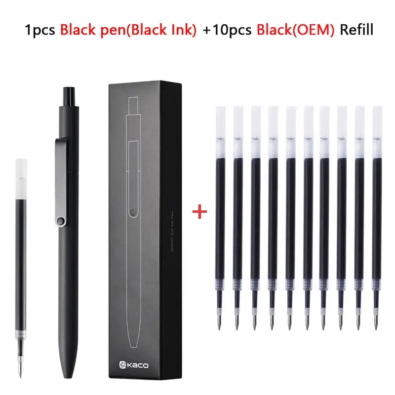 KACO 0.5mm MIDOT gel ink pen set with 1 pen and 10 black refills
