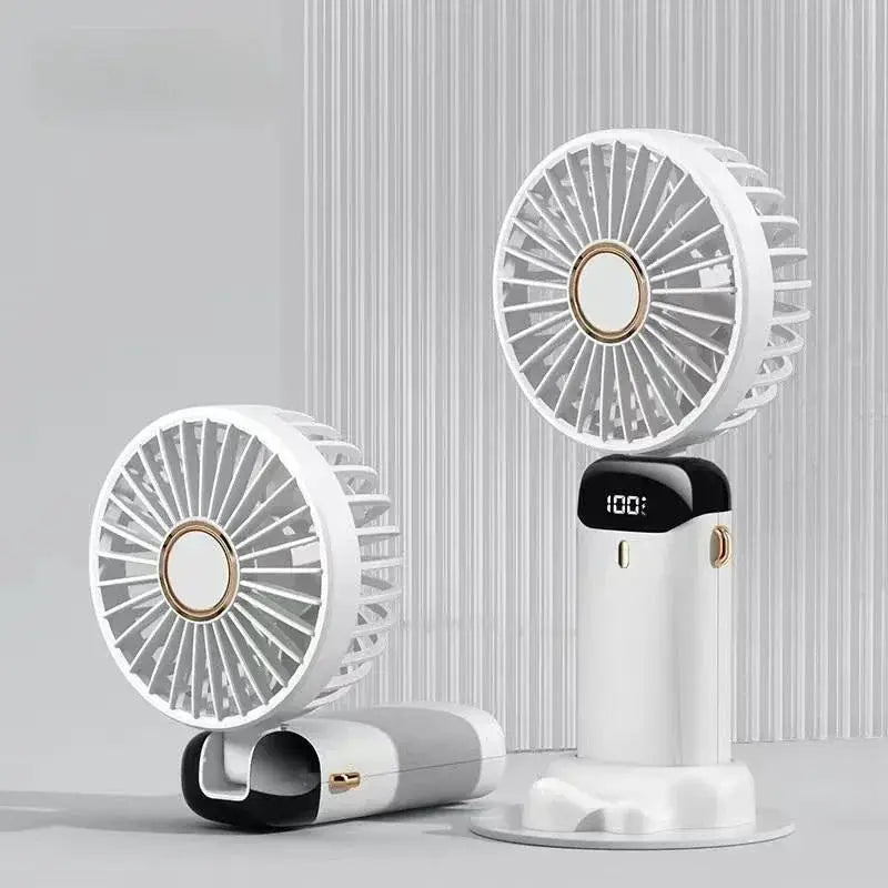 Portable Handheld Rechargeable Fan With LED Digital Display 90 Degree Adjustable 5 Speed Aromatherapy Mini