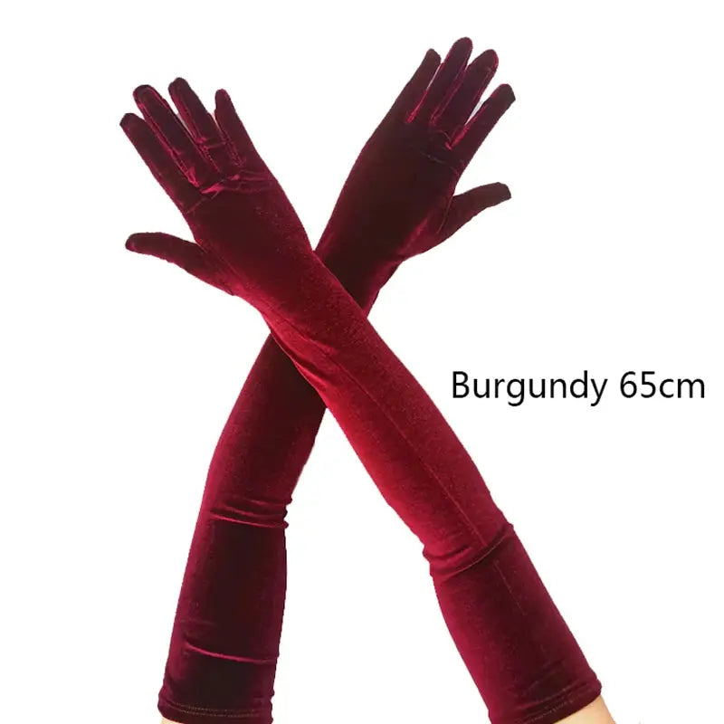 Velvet Gleam Luxury Velvet Evening Gloves For Women With Golden Accents Warm Autumn Winter Banquet Accessory