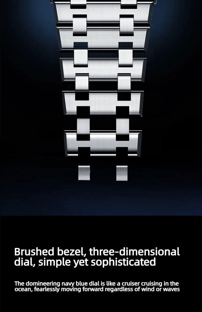 Men's stainless steel watch bracelet with brushed links