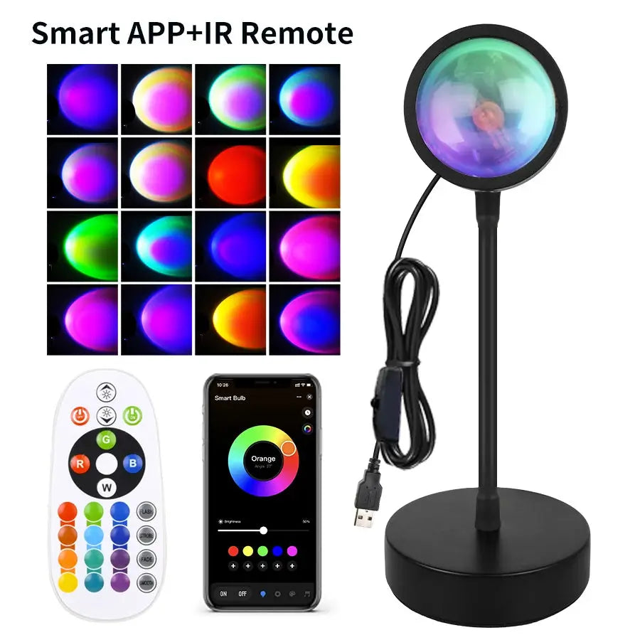 Smart Sunset Lamp USB RGB Night Light Tuya App Remote Projection