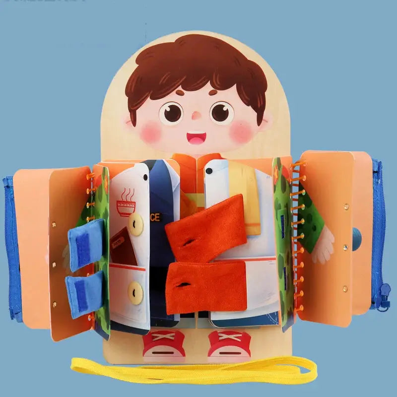 Multi Layer Wooden Busy Board For Children Montessori Early Education Toddlers Quiet Books Sensory Toy Dressing Practice