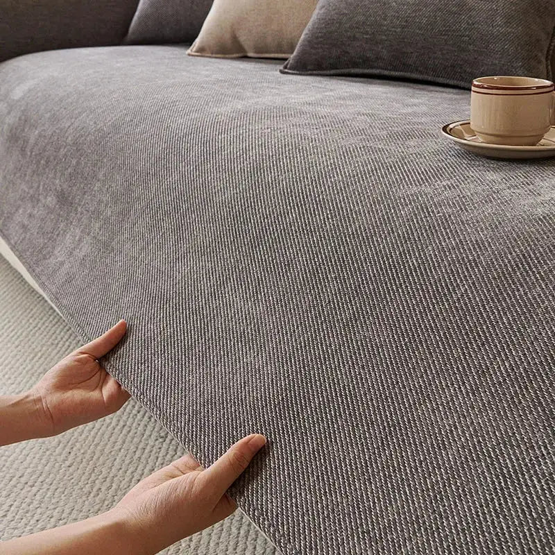 Simples Market solid gray waterproof chenille sofa cushion cover; universal four-season, non-slip.