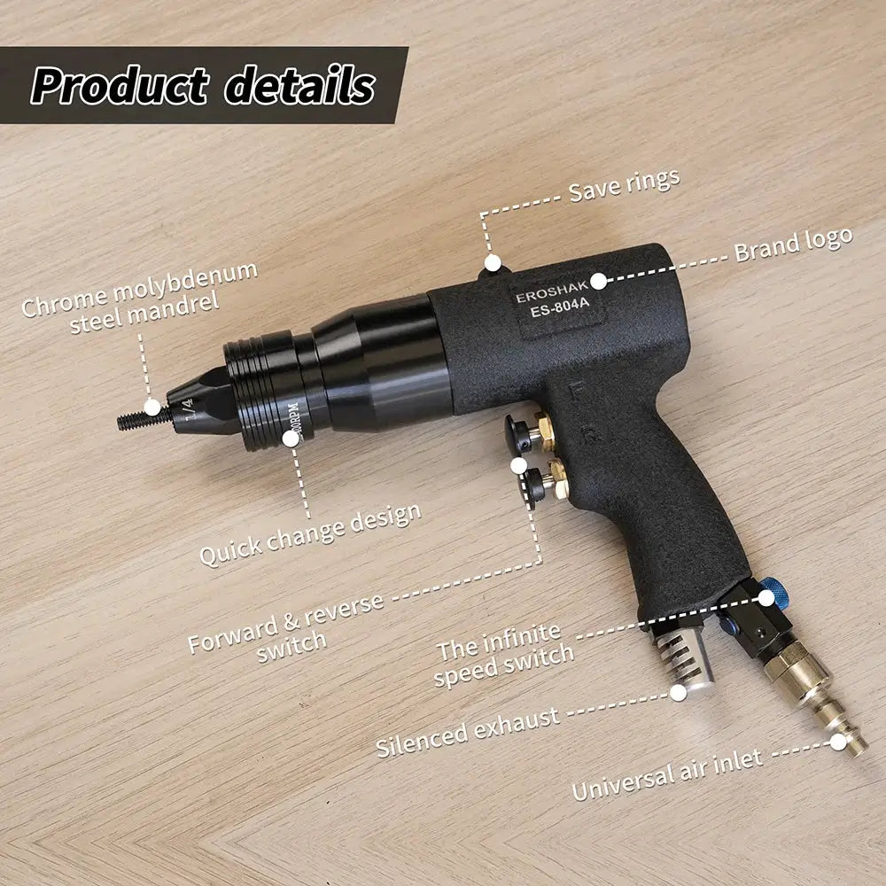 HIFESON Self Lock Pneumatic Rivet Nut Gun For Aluminum And Iron Rivet Nuts Inserter And Setter