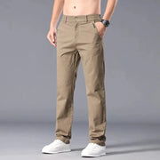 Men's khaki casual chinos, straight-fit stretch pants for work and everyday wear