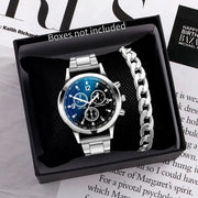 NovaTime Men Business Watch Stainless Steel Band Quartz Timepiece With Matching Bracelet