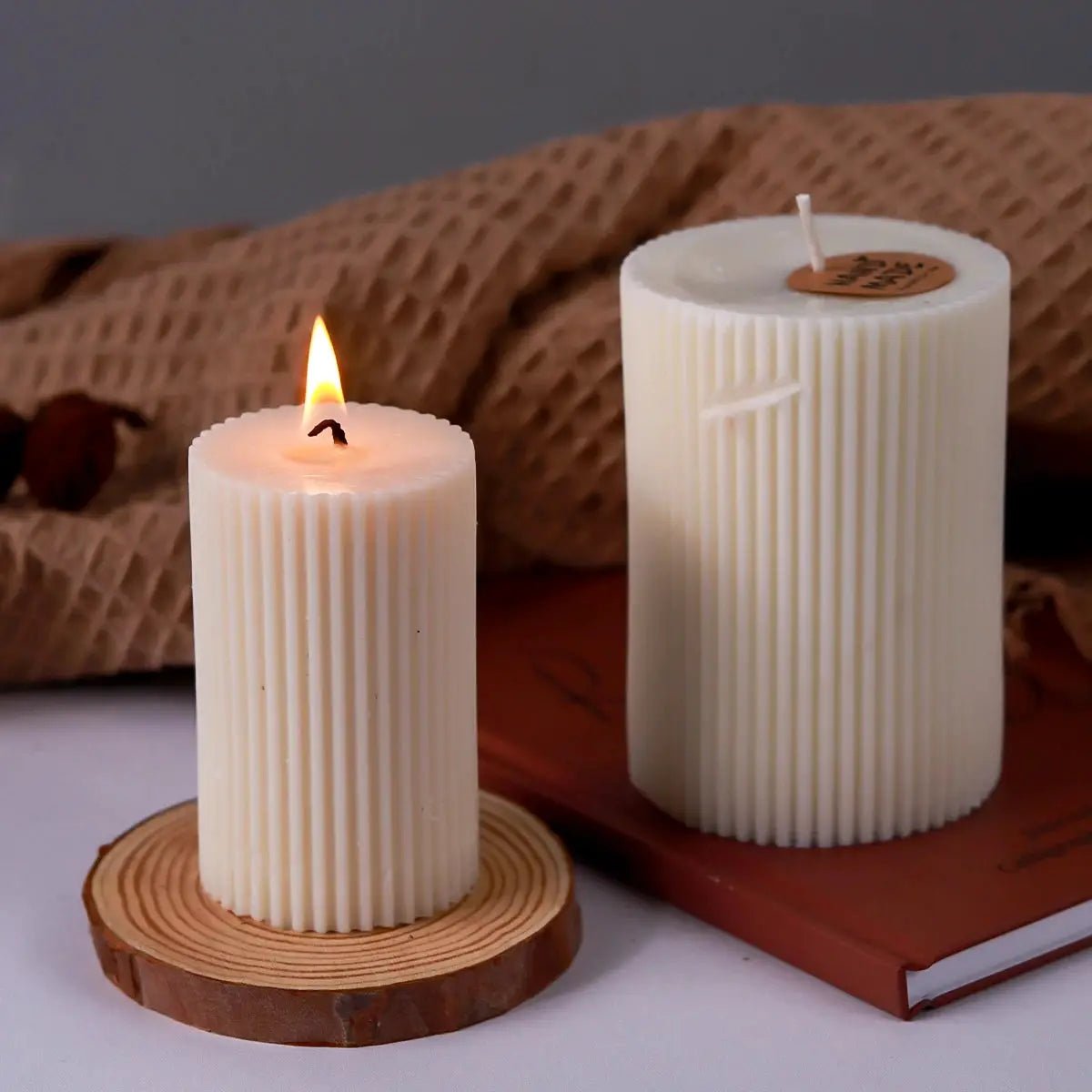 Silicone Candle Mold Striped Roman Cylindrical Columnar Design For Diy Candle Making Handmade - Simples Market