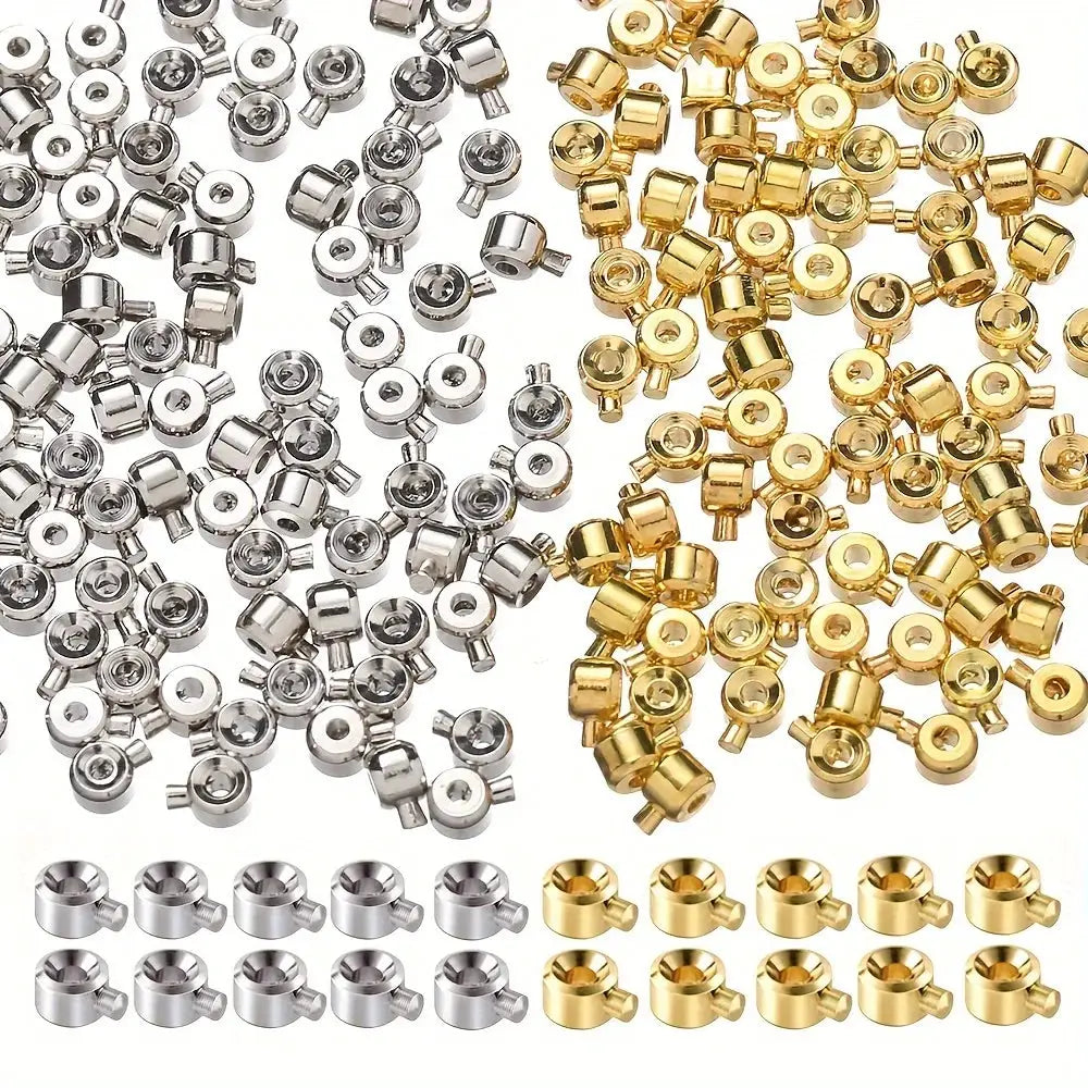 20 Pcs 3x4mm Copper Positioning Buckles Clasps With Bead Caps For DIY Necklace And Bracelet Connectors