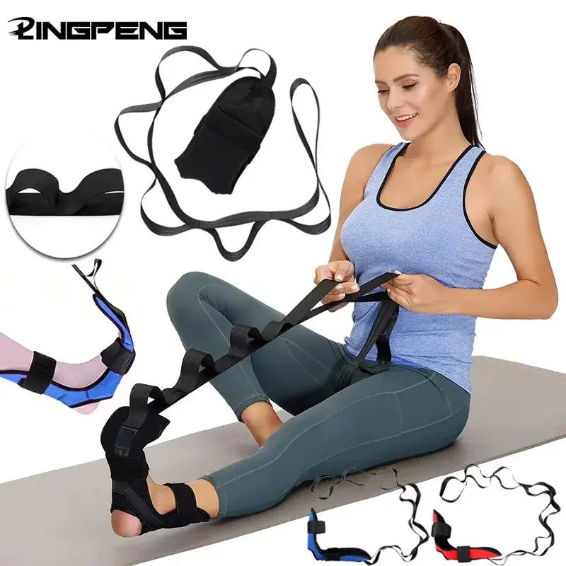 Yoga Stretching Band With Segmented Adjustment For Leg And Foot Rehabilitation Heel Calf Ankle Hip Lower Back Relief
