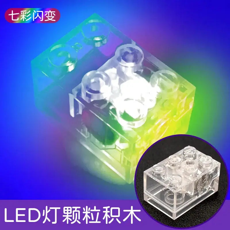 Rectangular 2x3 Building Block LED Light With Seven Color Transparent Illumination For Playroom Decor