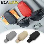 Car sun visor clip glasses case and sunglasses holder; BLALION PU leather cases in gray, beige, black (3)