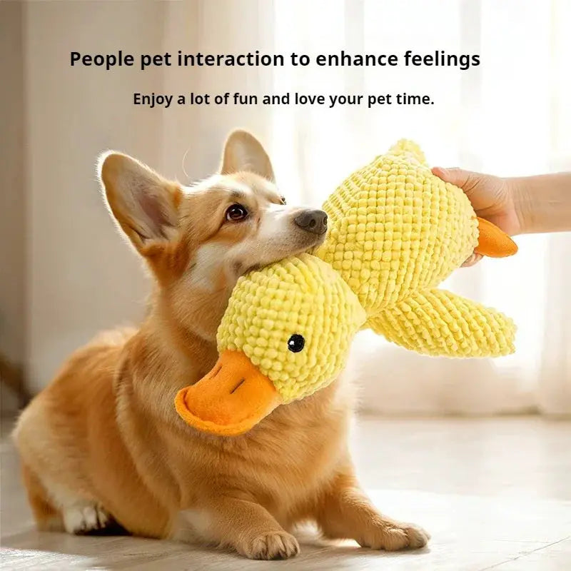 Durable Plush Duck Dog Toy With Squeaker Bite Resistant Construction For Teeth Grinding And Stress Relief