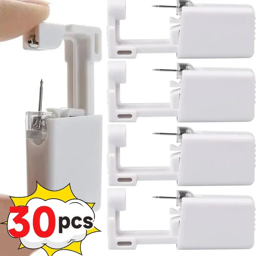 Disposable White Plastic Ear Piercing Gun Kit For Women And Men Sterile Safe Earring Tools