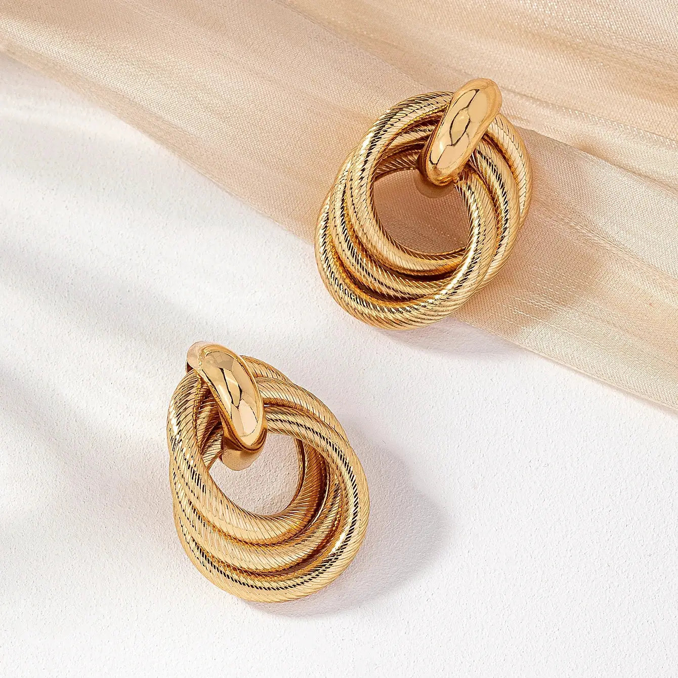Bohemian Style Geometric Stud Earrings for Women with KC Golden Plating Iron Alloy Jewelry