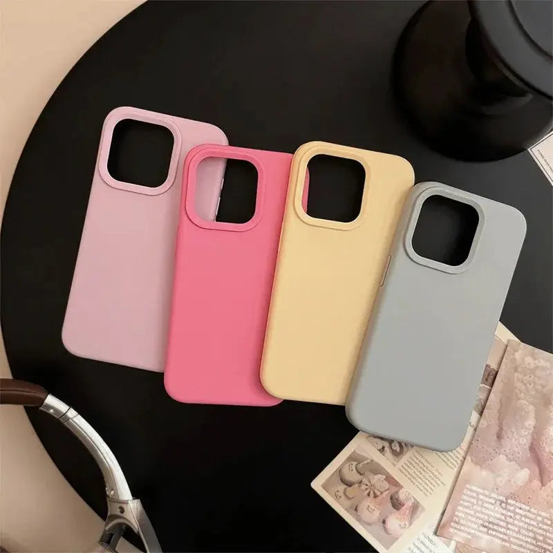 Dopamine Silicone Solid Color Phone Case For iPhone 11 Through 17 Pro Series Minimalist Durable Back Cover