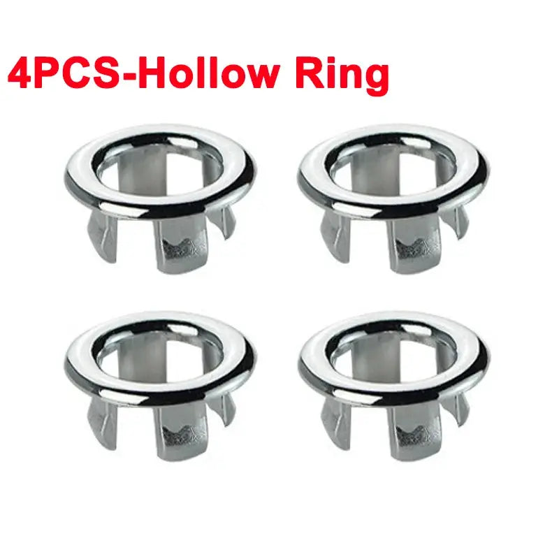 4-piece plastic sink overflow ring covers, chrome finish, by Simples Market