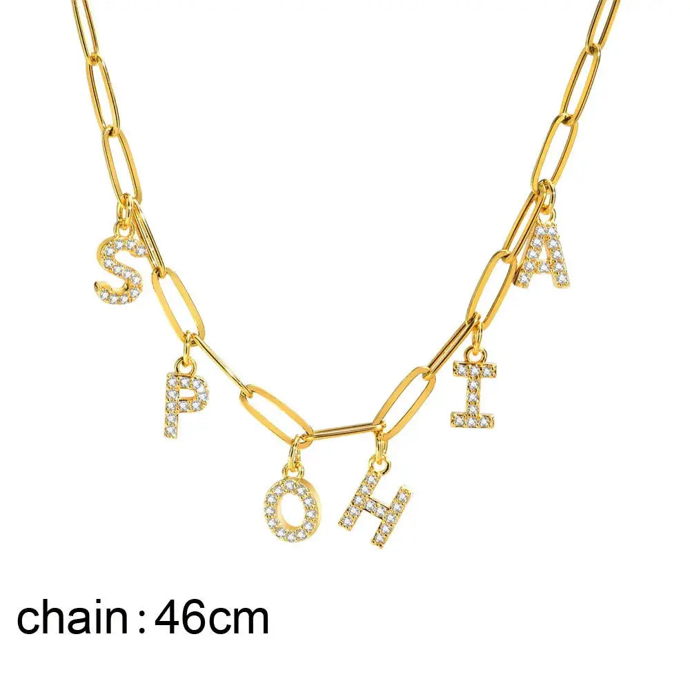 Personalized Initial Name Necklace Stainless Steel Women Alphabet Letter Pendant Gift
