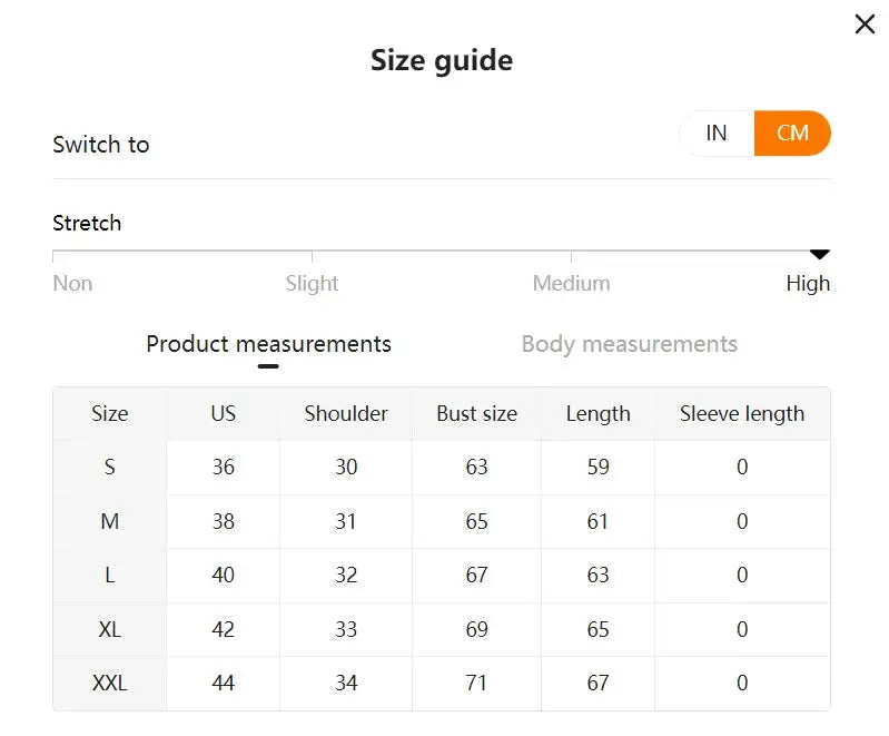 Simples Market men's compression body shaper tank top size guide with US size chart