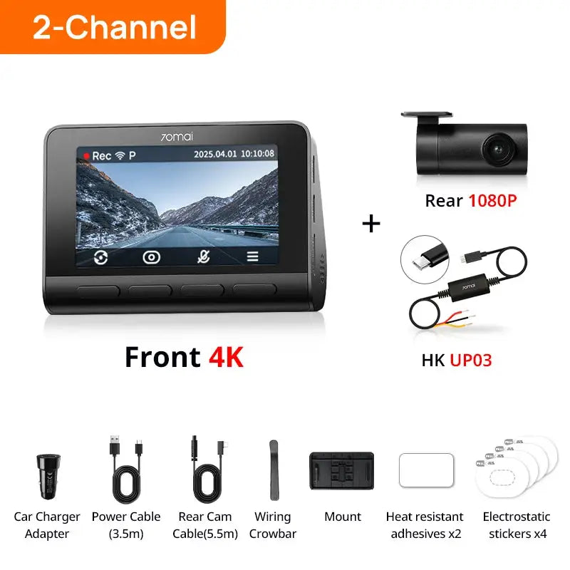 Simples Market 70mai Dash Cam 4K A810S dual-channel front 4K with rear 1080P camera and accessories kit