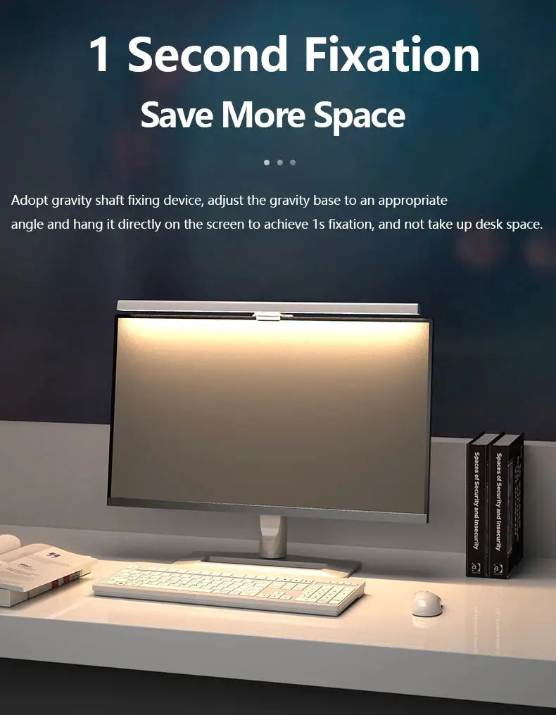 Monitor light bar, 50cm, silver USB desk lamp attached to computer monitor with stepless dimming