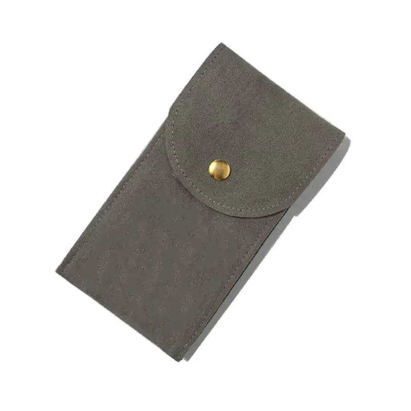 Embers watch bag, blue-black flannelette travel storage case with gold snap closure