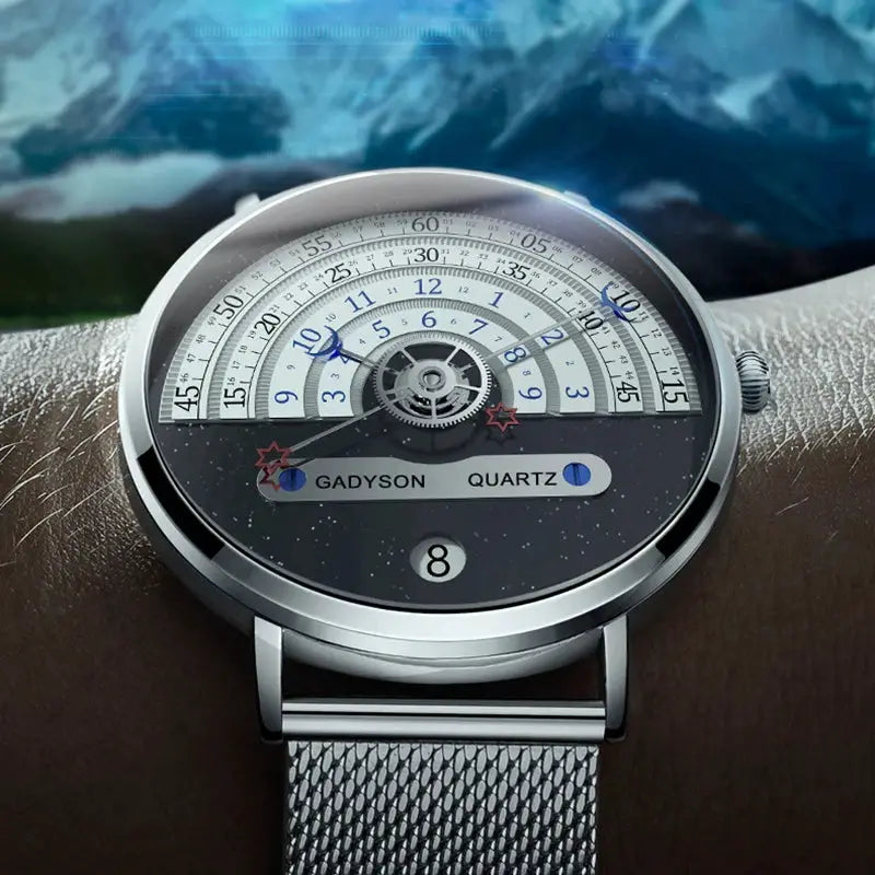 Mens Business Quartz Watch With Date Calendar Stainless Steel Strap Professional Style