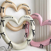 Happy Birthday Heart Photo Frame Balloon With Bowknot Stickers Photo Props For Party And Wedding Decoration