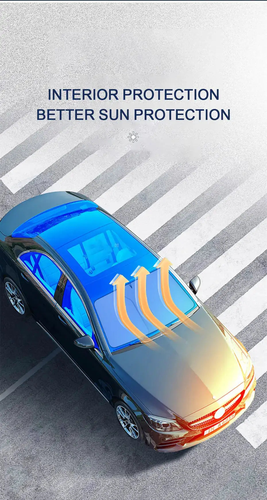 SEAMETAL car windshield sun shade for front window; heat-insulating interior protection