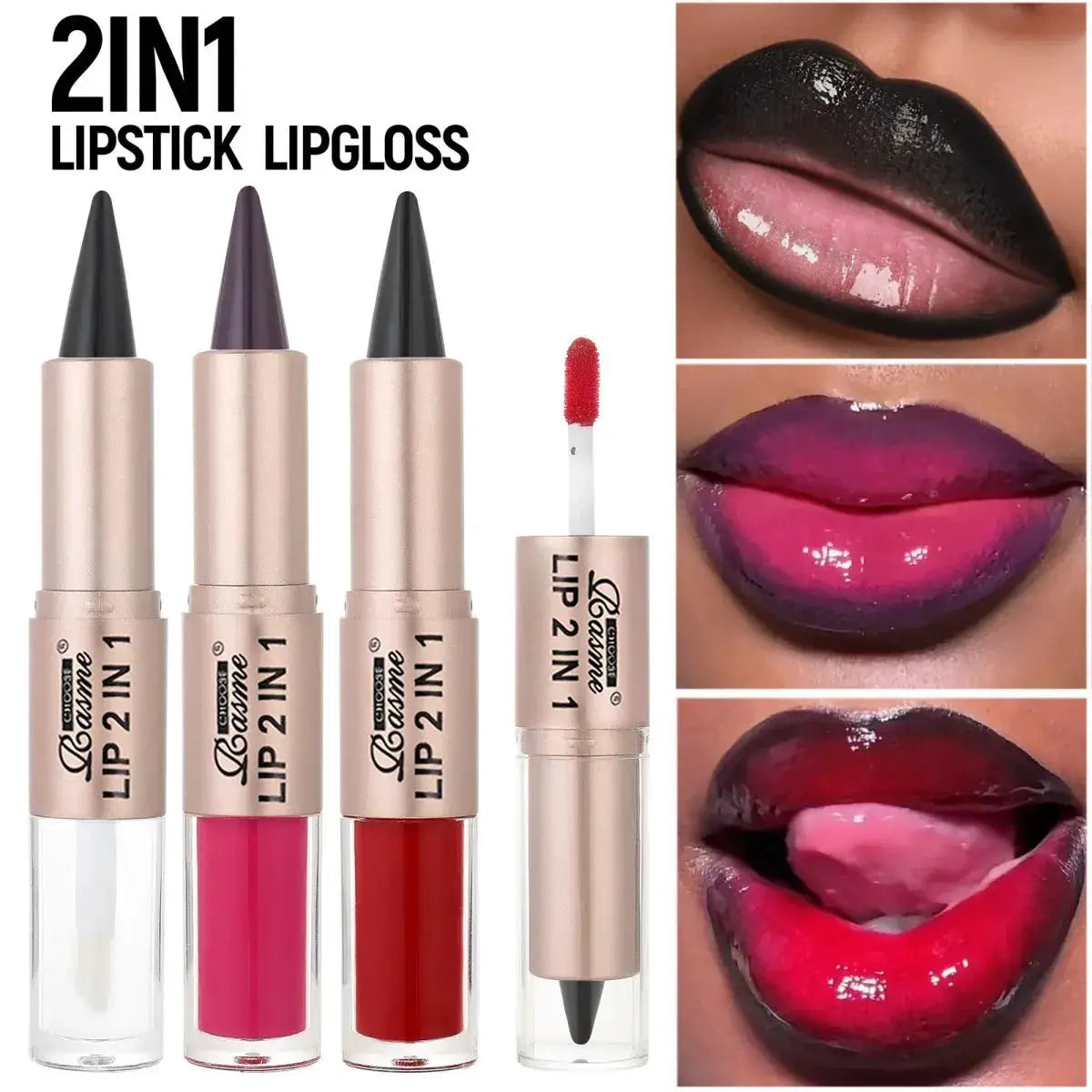 2 In 1 Lip Liner And Gloss Pen Nude Brown Gradient Matte Lip Liner Waterproof Contour Lip Gloss