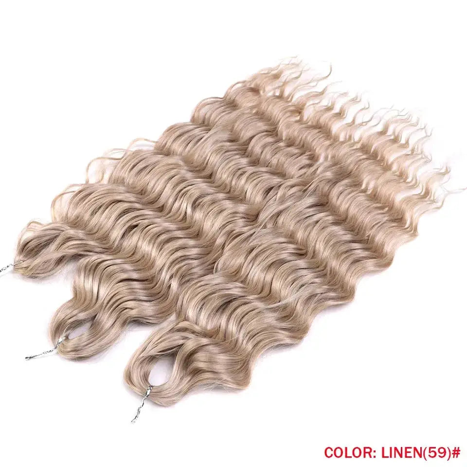Noble Hair synthetic loose deep wave braiding hair extensions, linen color, 24in, 3 bundles