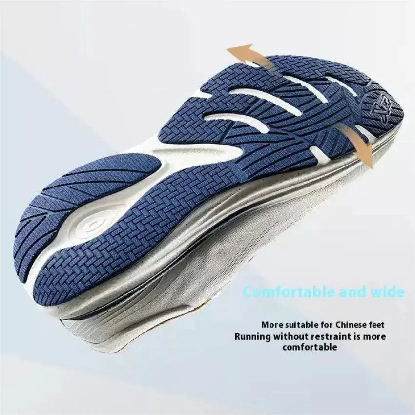 Xtep Qingyun Lite men's running shoes in blue with white midsole and textured outsole