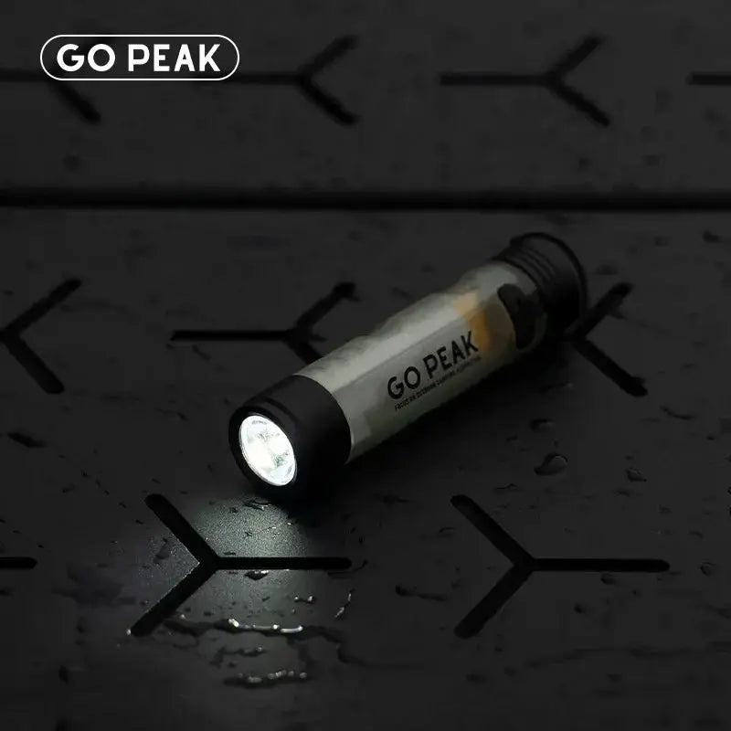 GO PEAK pocket mini flashlight with key clip, gray olive body and LED front light for emergencies