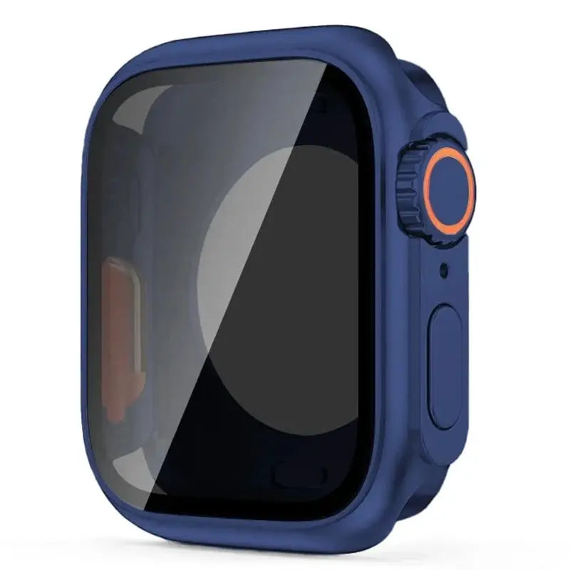Simples Market blue Apple Watch bumper case with screen protector for 40–46mm models.