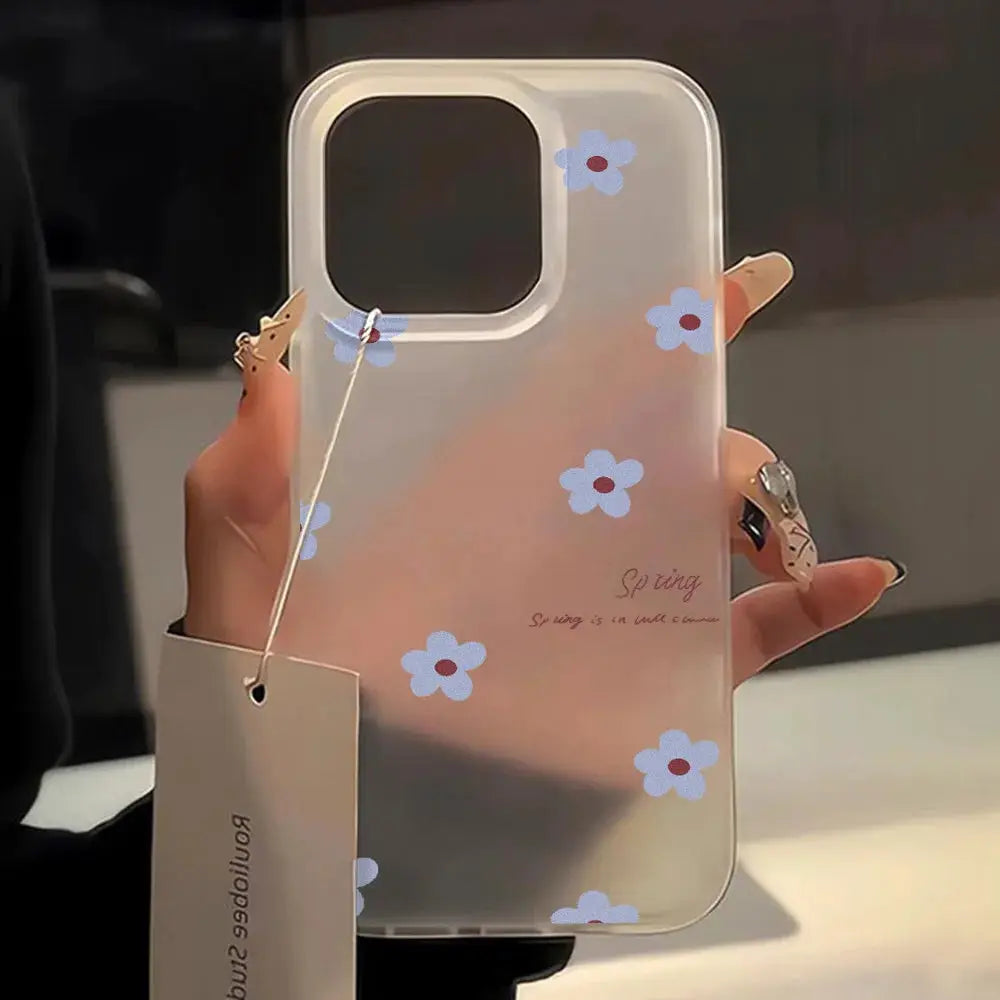 FloraShield Floral Matte Soft Silicone Case For Iphone 11 12 13 14 15 16 Pro Max Clear Shockproof Design
