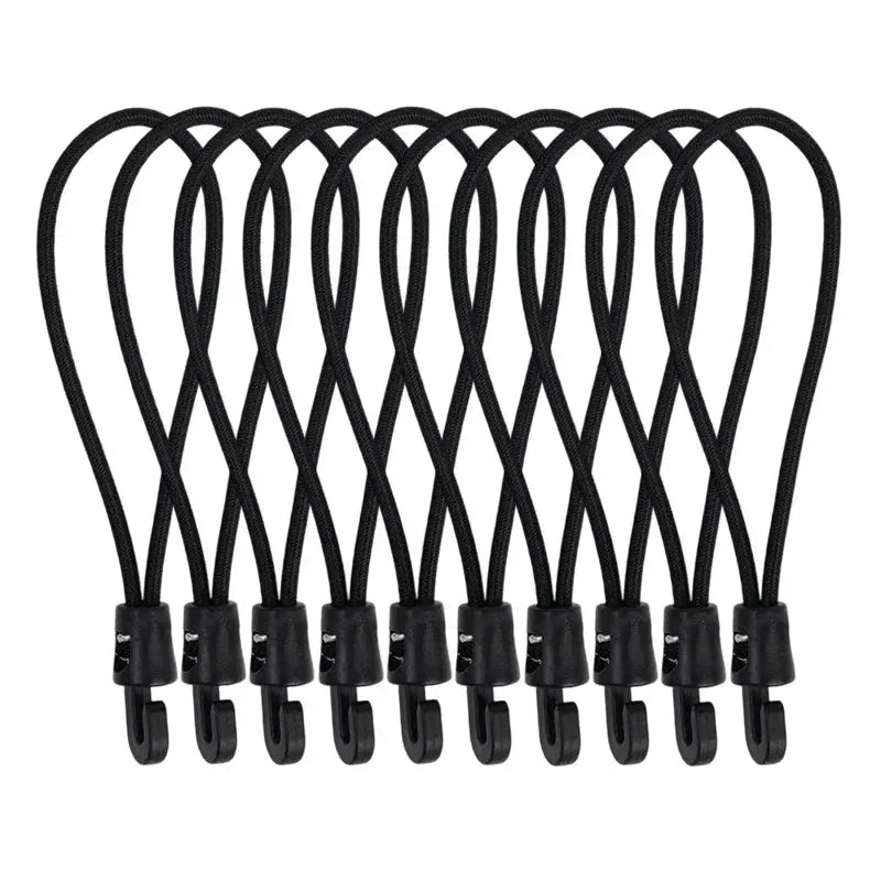 Bungee cords with hooks, Simples Market, black, set of 12, 10/15/25 cm for camping tarpaulin