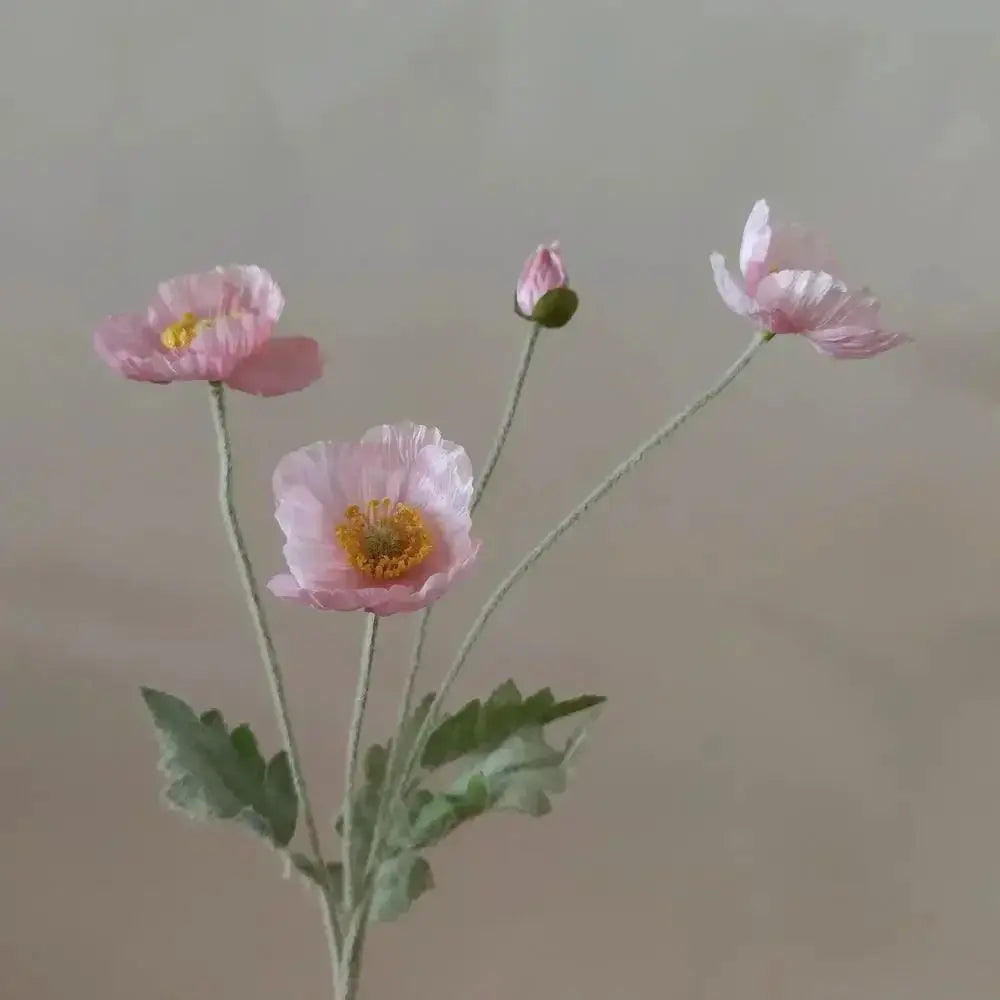 Artificial Silk Poppy Flowers Long Stem for Wedding Centerpieces and Bridal Bouquet Alternative Home Decor