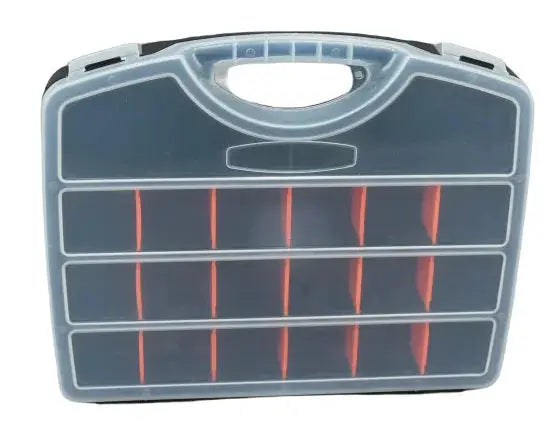 Simples Market blue-gray plastic tool parts box storage case with red dividers and grid compartments