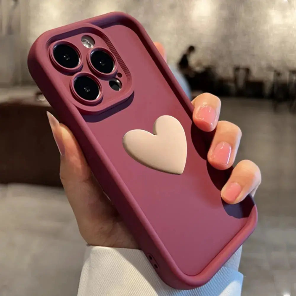 LuxCase 3D Love Heart Silicone Phone Case For iPhone 11 Through 17 Shockproof Candy Color Protection