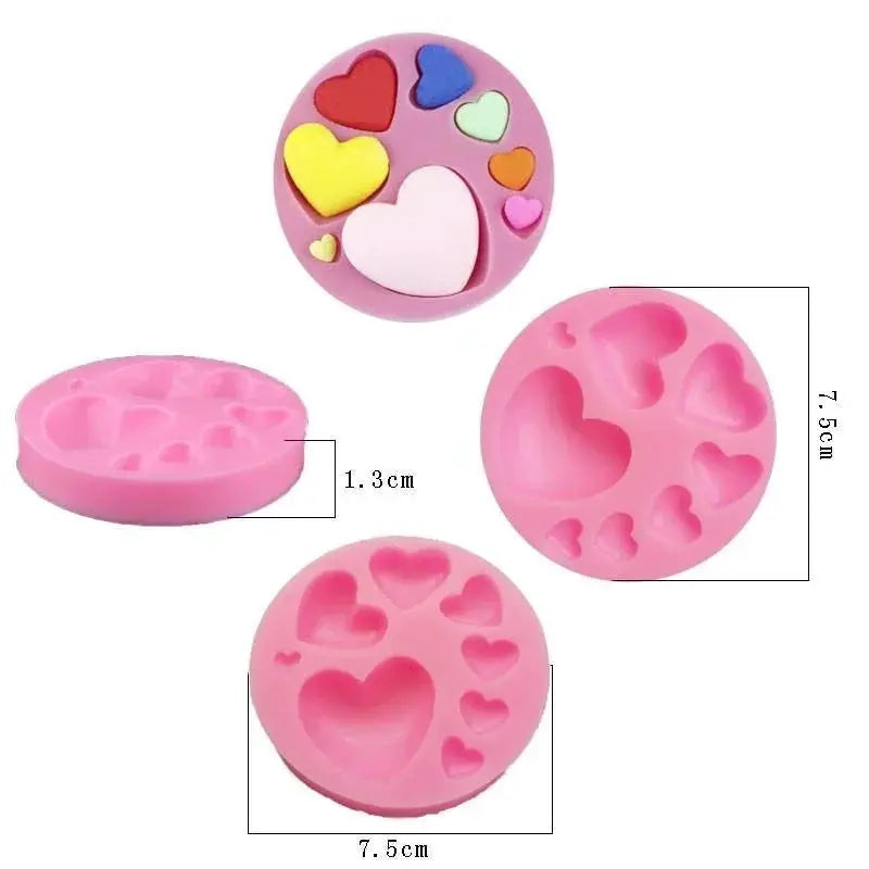 Loving Heart Shape Silicone Fondant Mold For Colorful Chocolate Candy Pastry DIY Cake Decorating Tool