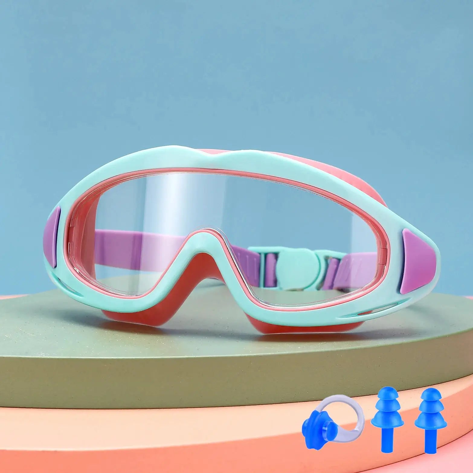 Vibrant Pink Kids Swimming Goggles Anti Fog Anti UV Wide Angle Waterproof Pool Glasses Pack