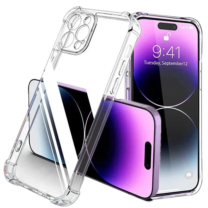 ShieldNova Shockproof Silicone Clear Phone Case With Lens Protection And Reinforced Corners For iPhone 6 Through 16 Pro Max