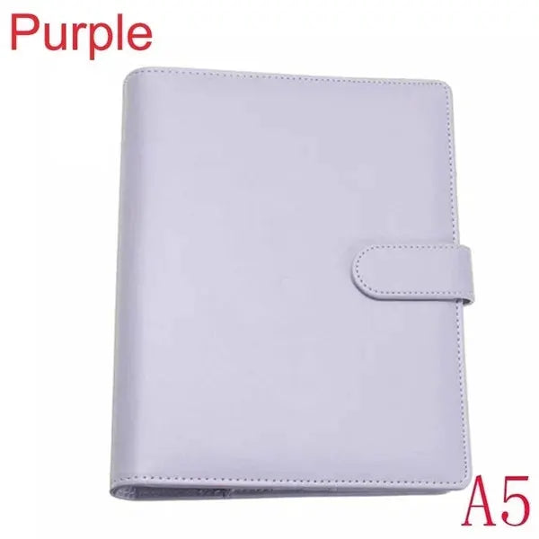 A5 purple leather notebook cover by Simples Market with snap strap