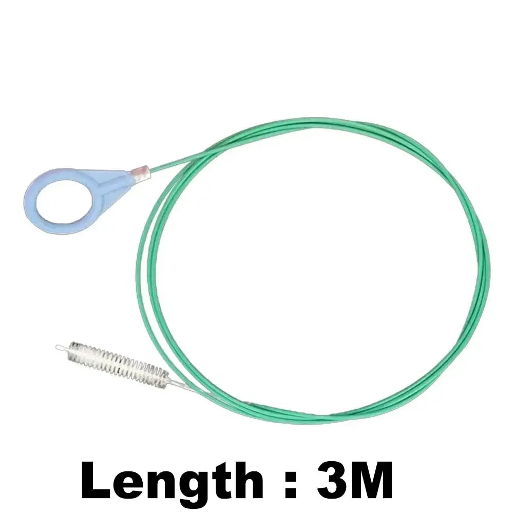 Car drain dredge cleaning brush, 3m length with blue ring handle and green cable by Simples Market.