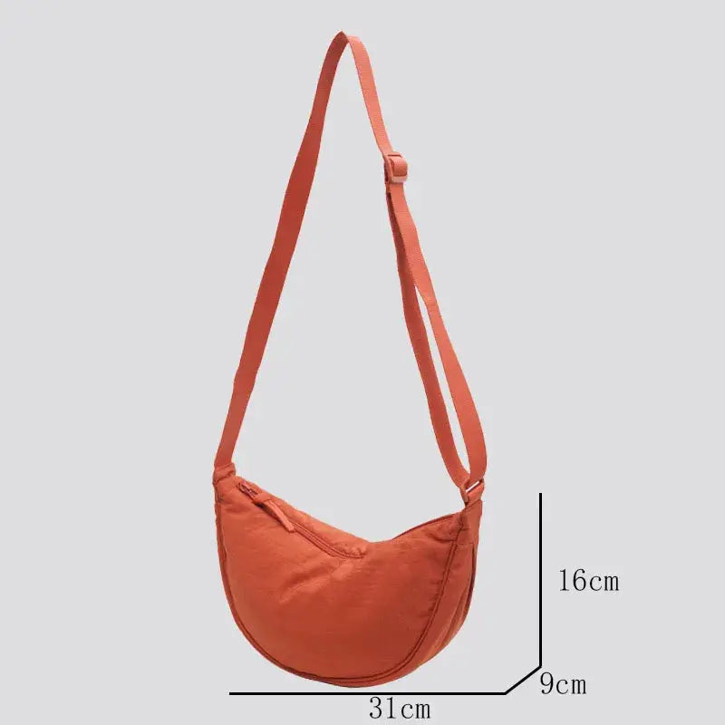 Casual nylon hobo crossbody bag by Simples Market, orange with adjustable strap, large capacity tote 31x16x9 cm